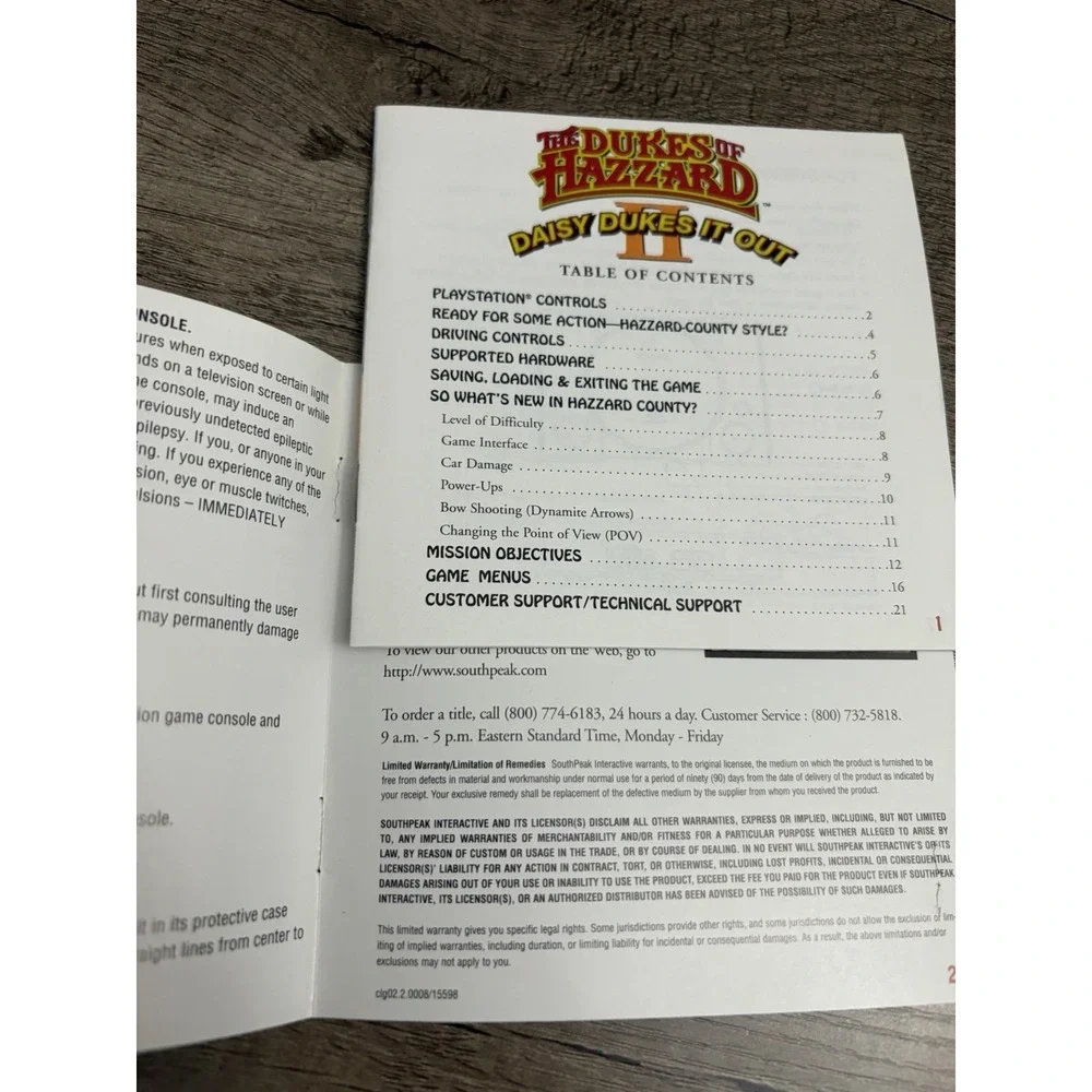 The Dukes Of Hazard 2 PlayStation 1 Game Manual PS1 Manual‎ Only